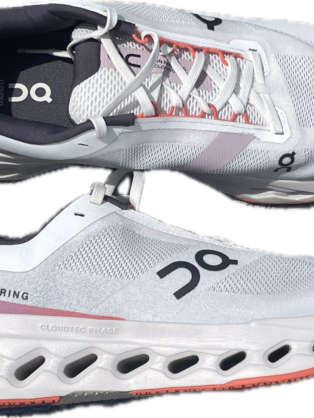 On Running Men's White Sneakers with Light Pink and Coral Accents